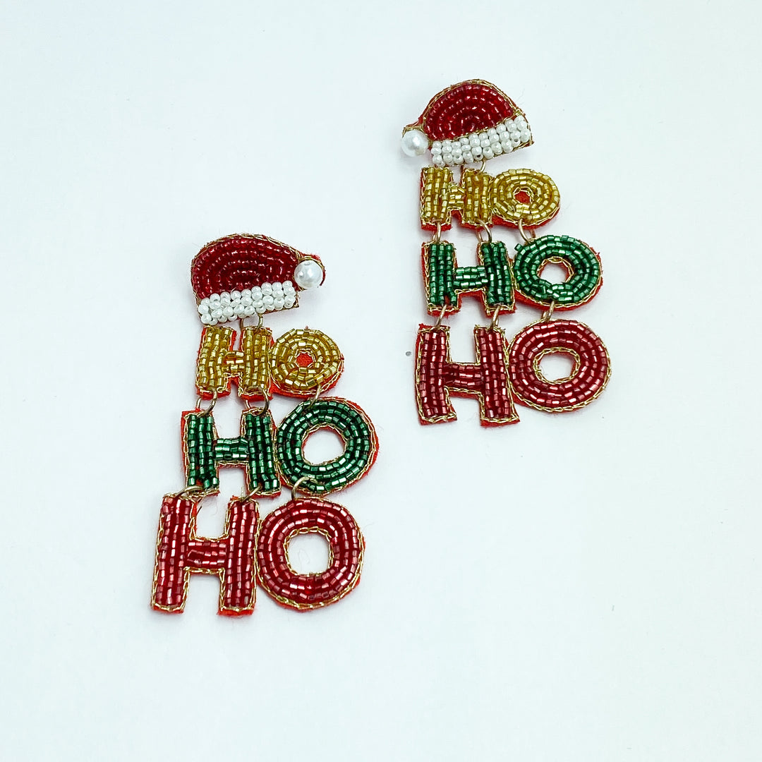Ho Ho Ho Beaded Earrings