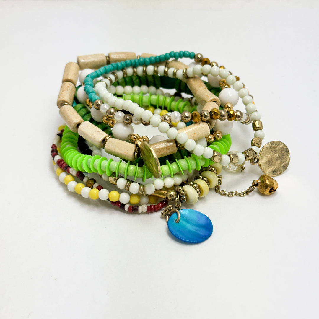 Green & Tan Boho Bracelet Set