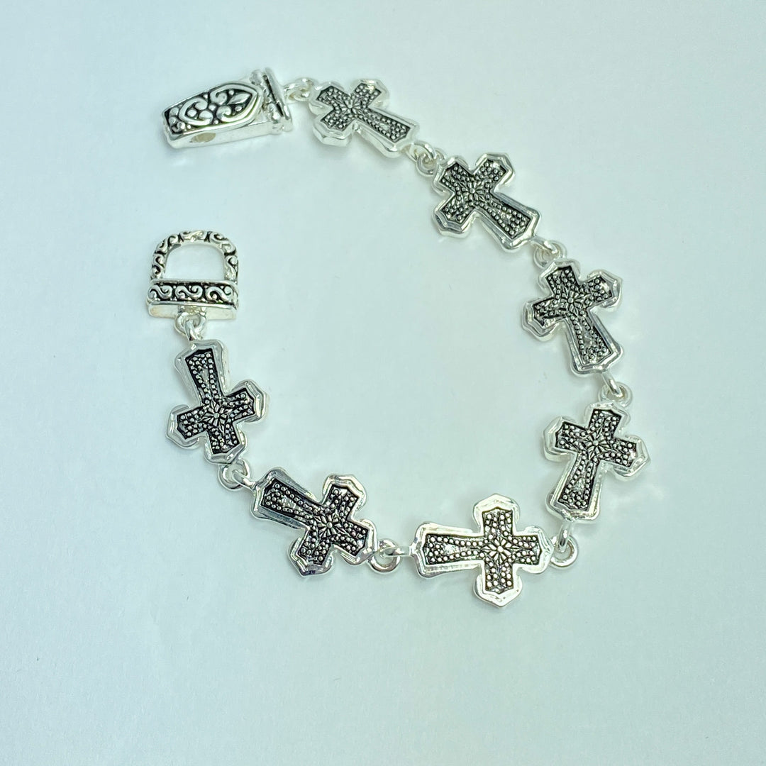 Silver Thick Cross Bracelet