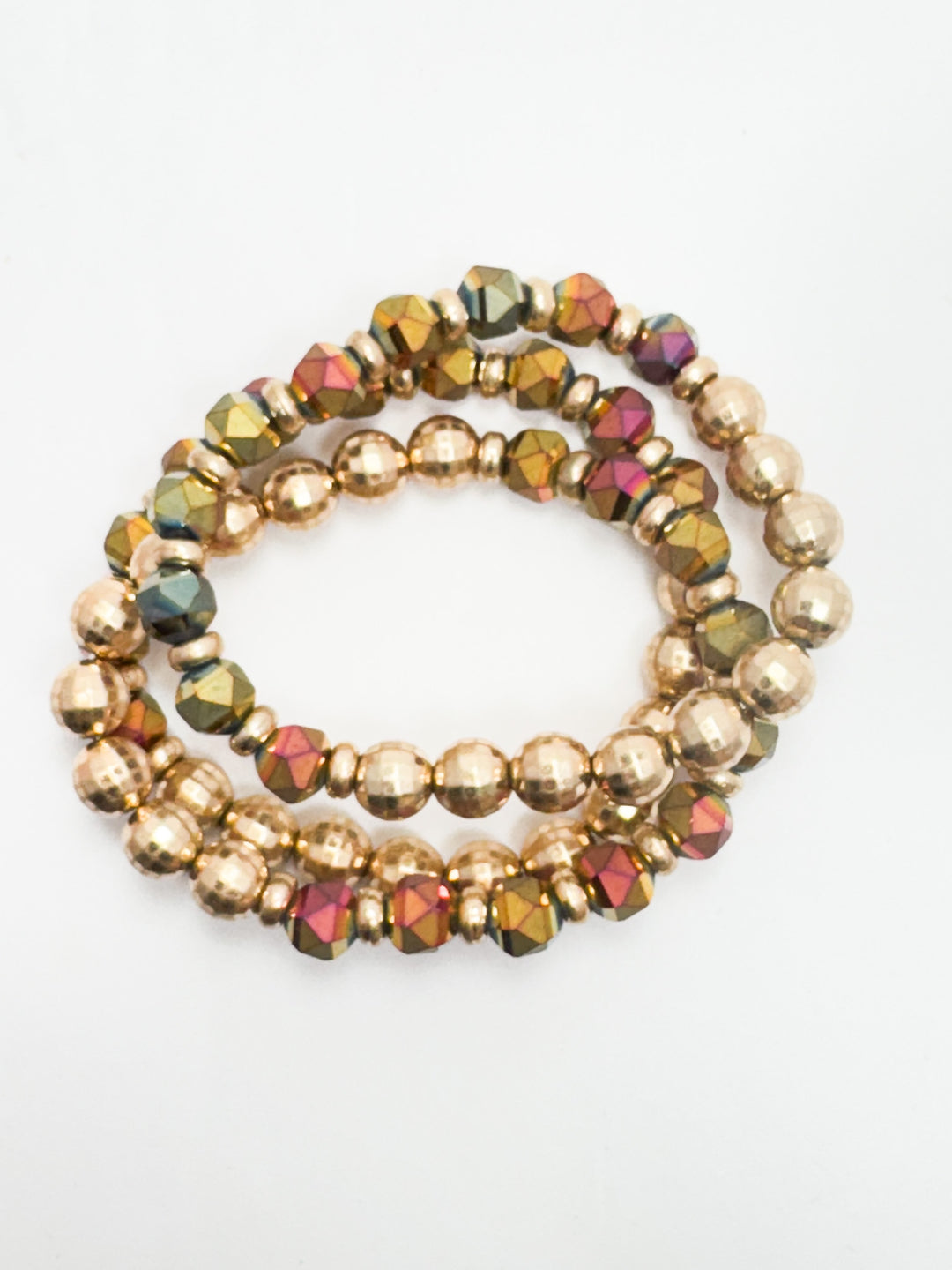 Rich Jewel-Tone & Gold Beaded Bracelet Set