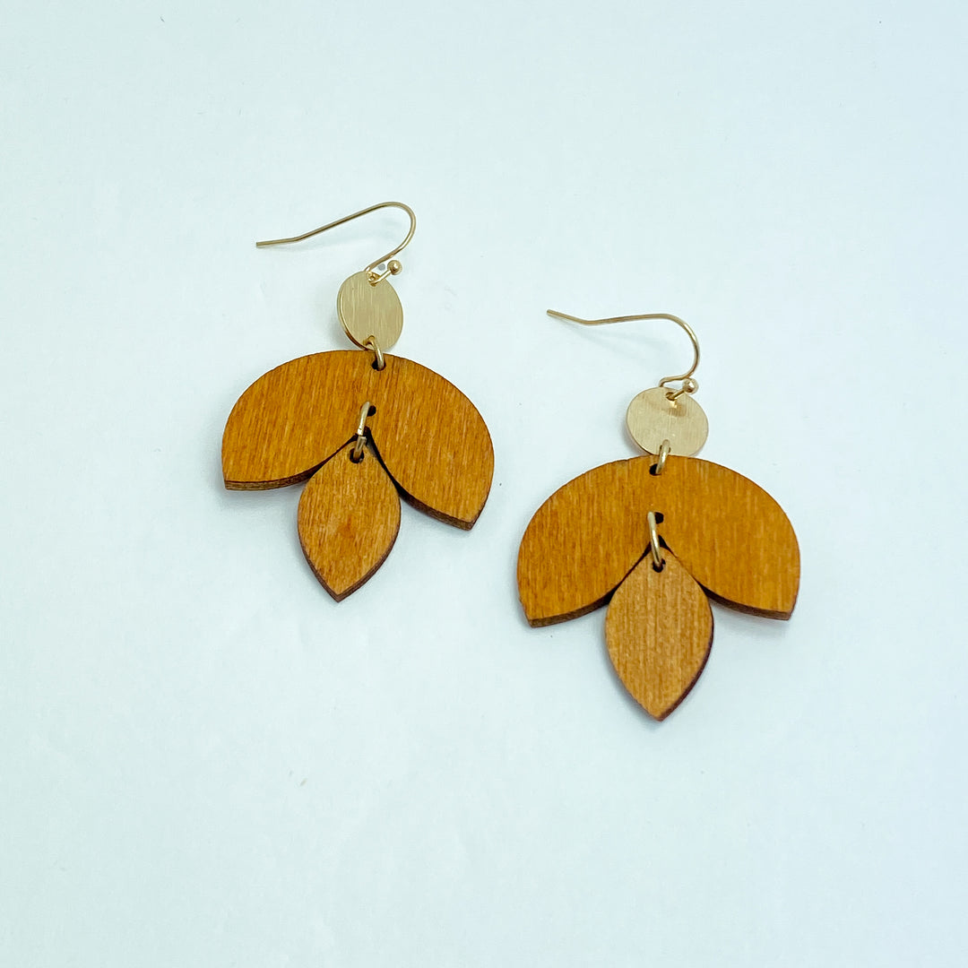 Honey Colored Wooden Drop Earrings
