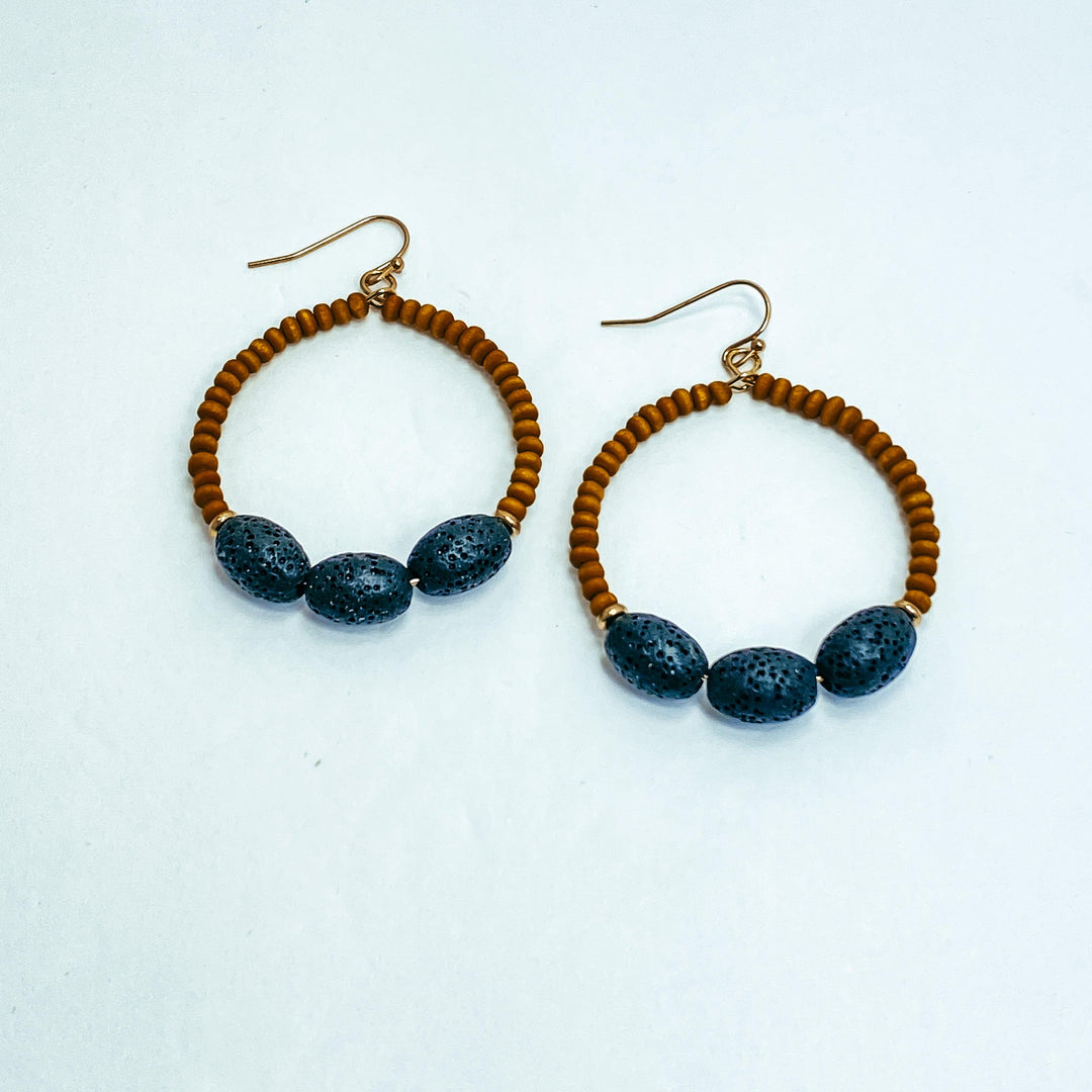 Black & Tan Beaded Earrings