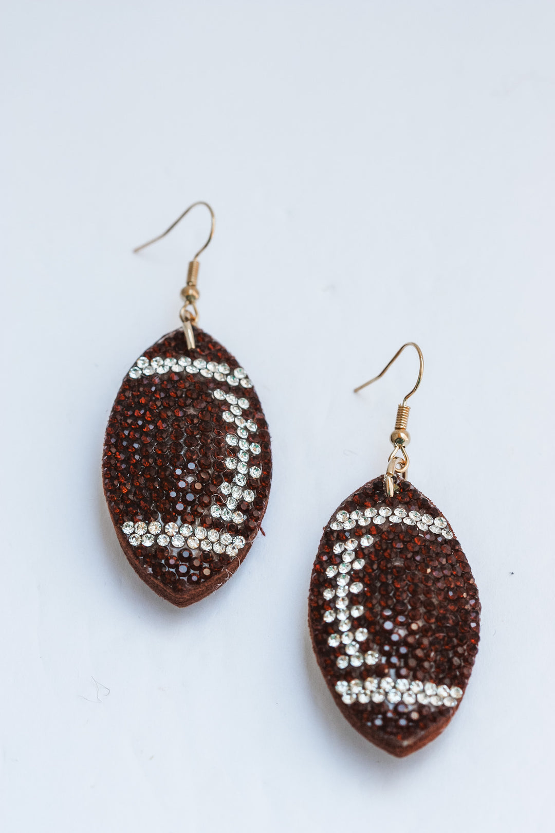 Brown Sparkle Football Earrings