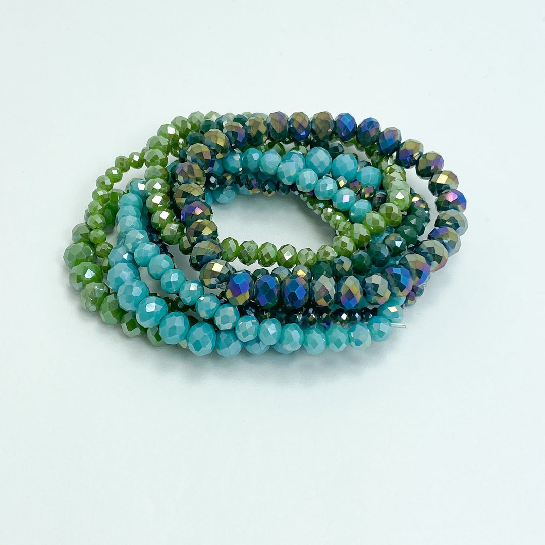 Blue Green & Iridescent Stackable Bracelet Set - Lucy Doo