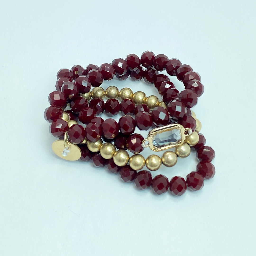 Burgundy Stackable Bracelet Set - Lucy Doo