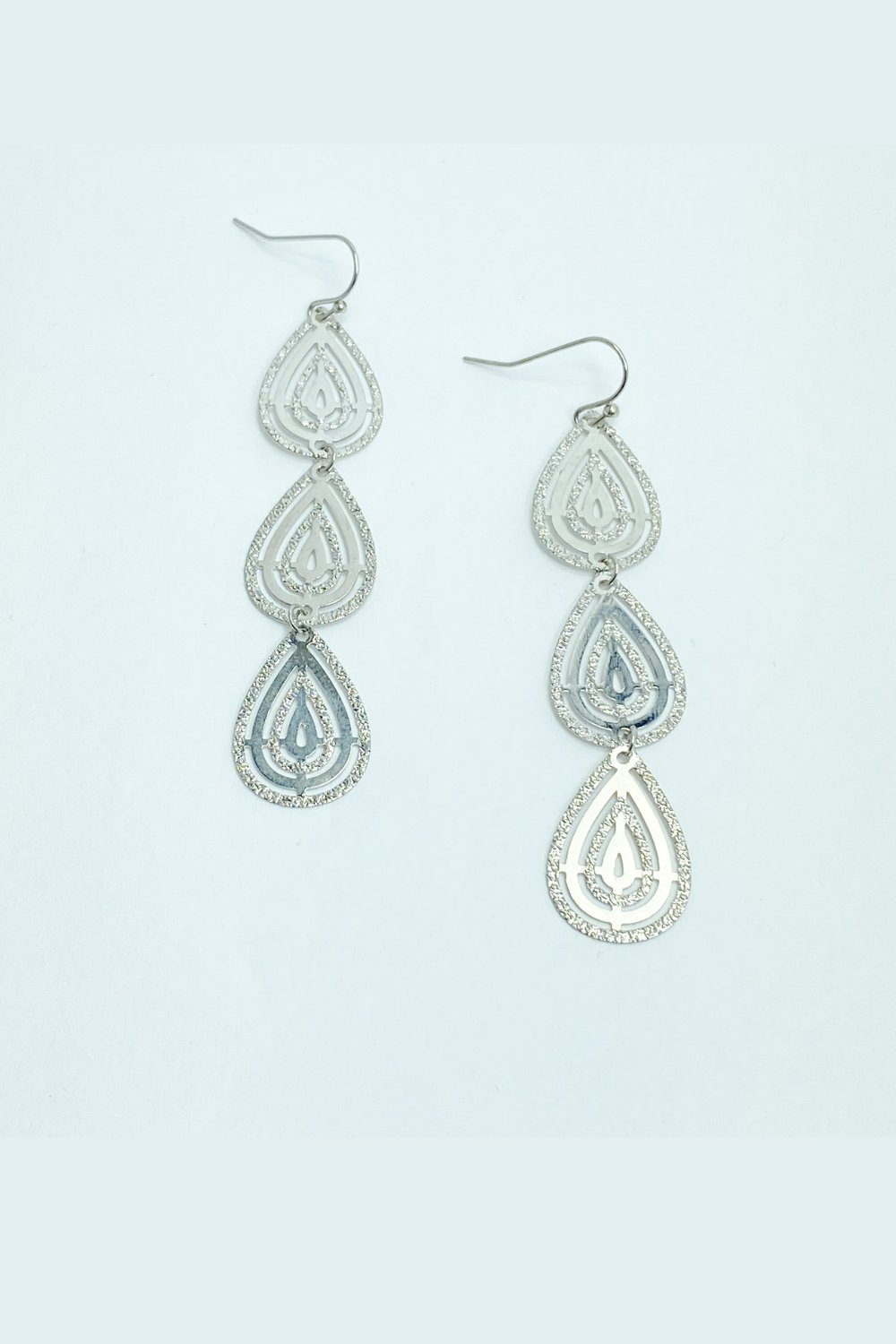 Dainty Silver Cascading Teardrop Earrings - Lucy Doo