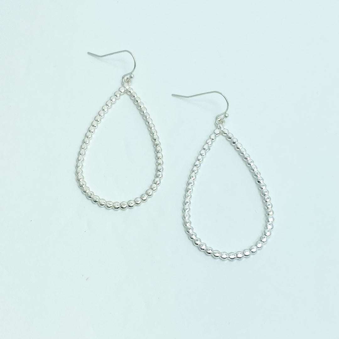 Dotted Silver Teardrop Earrings - Lucy Doo