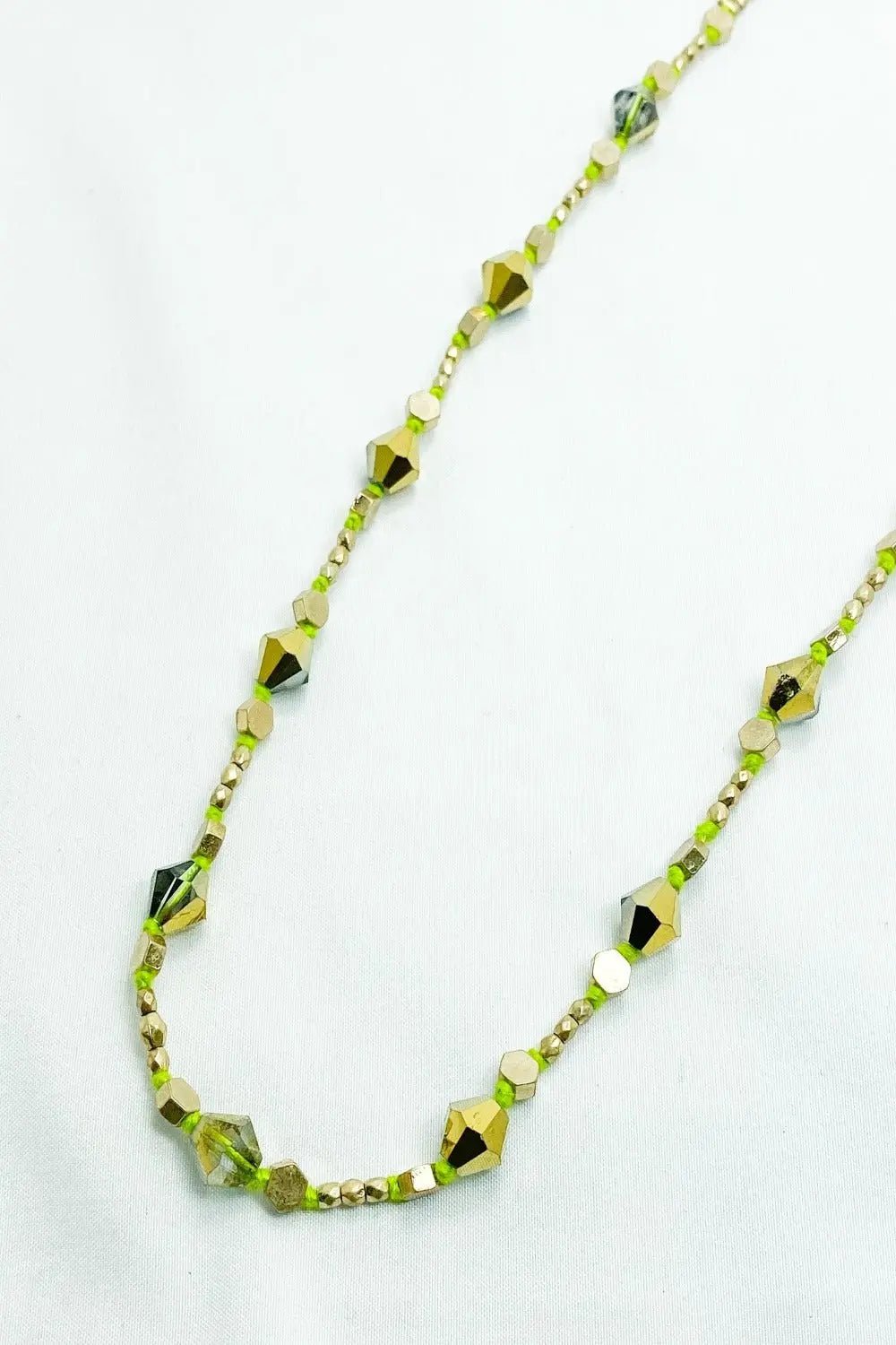 Green & Gold Long Necklace - Lucy Doo