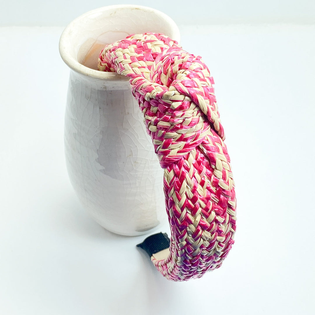 Hot Pink & Natural Woven Headband - Lucy Doo
