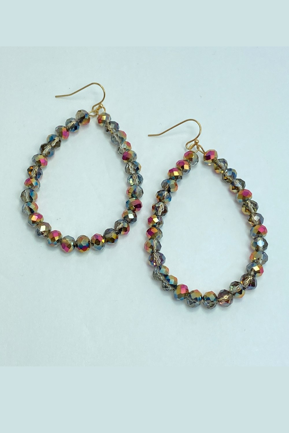Iridescent Beaded Teardrop Earrings - Lucy Doo