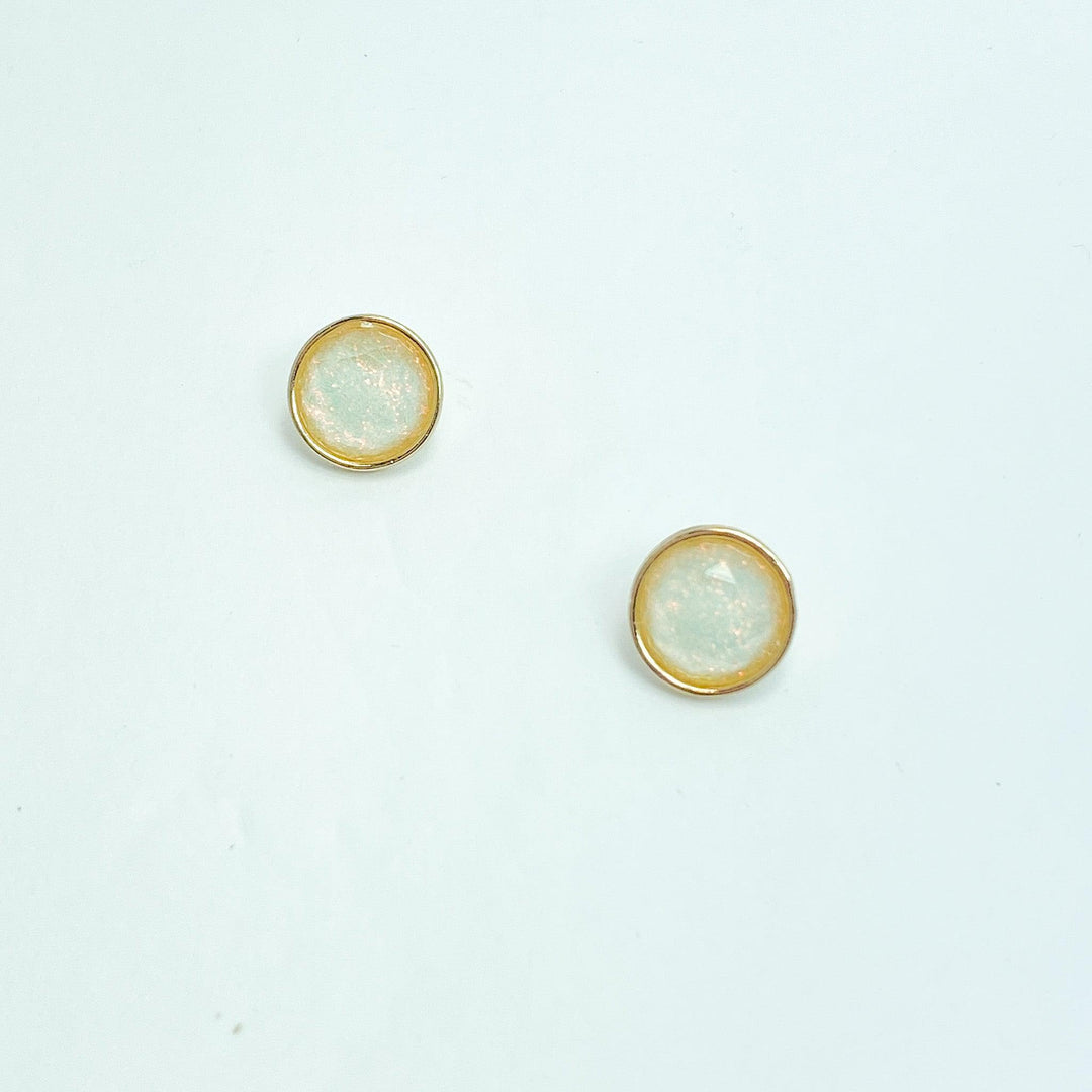 Iridescent Cream Sparkle Stud Earrings - Lucy Doo