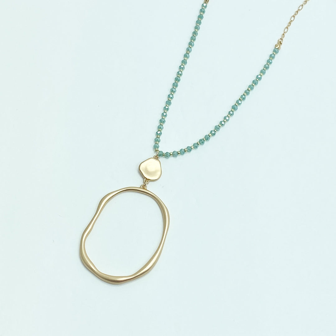 Light Turquoise & Gold Beaded Necklace - Lucy Doo