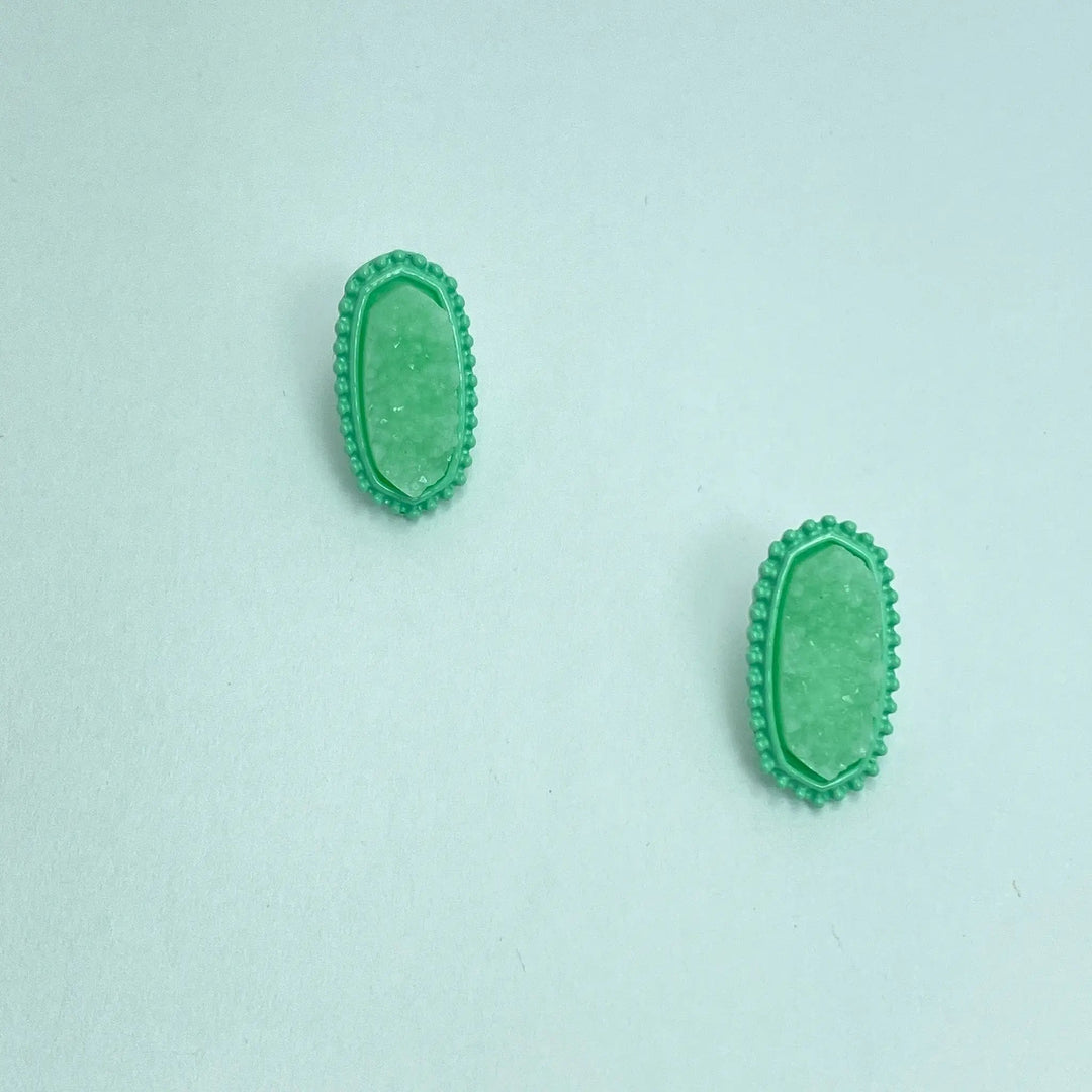 Mint Druzy Oval Post Earrings - Lucy Doo