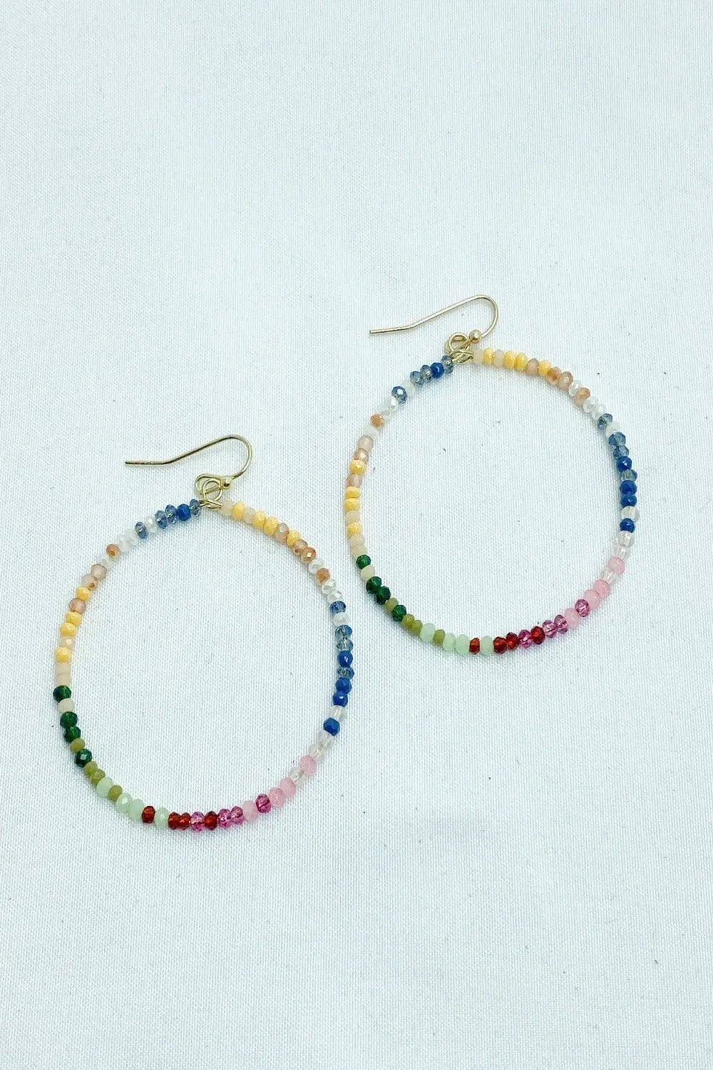 Pink, Navy, Yellow Petite Beaded Earrings - Lucy Doo