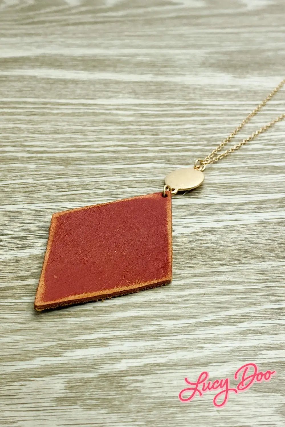 Rust/Tan Leather Necklace - Lucy Doo
