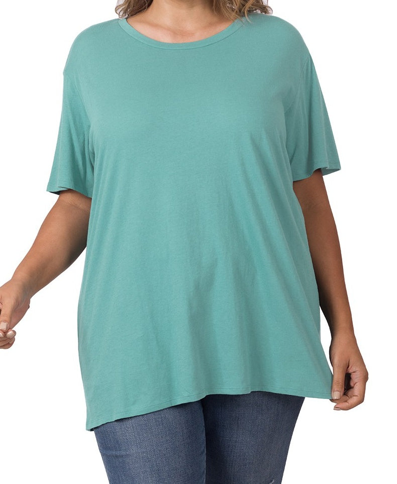 Dusty Teal Round Neck Tee