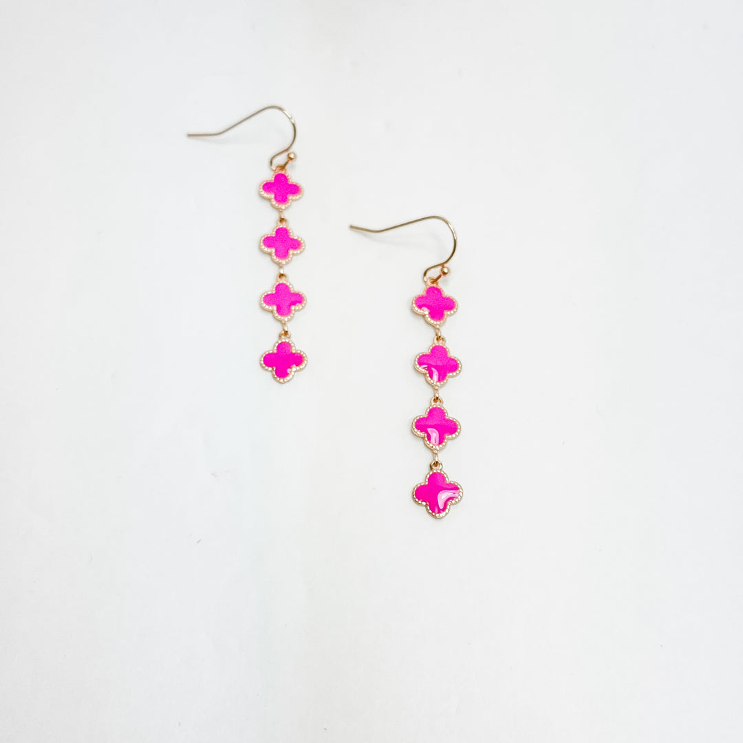 Petite Hot Pink & Gold Drop Earrings