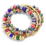 Gold & Jewel Toned Beaded Bracelet Set