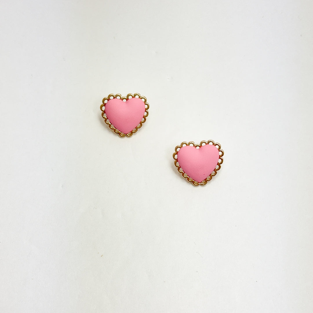 Pink Heart Post Earrings