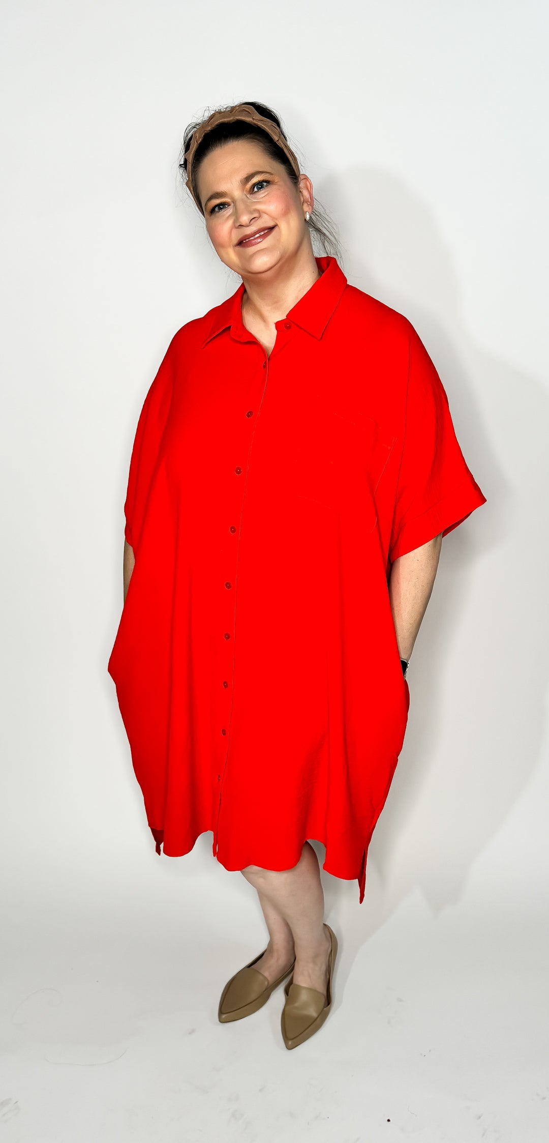 Tomato Red Shirt Dress