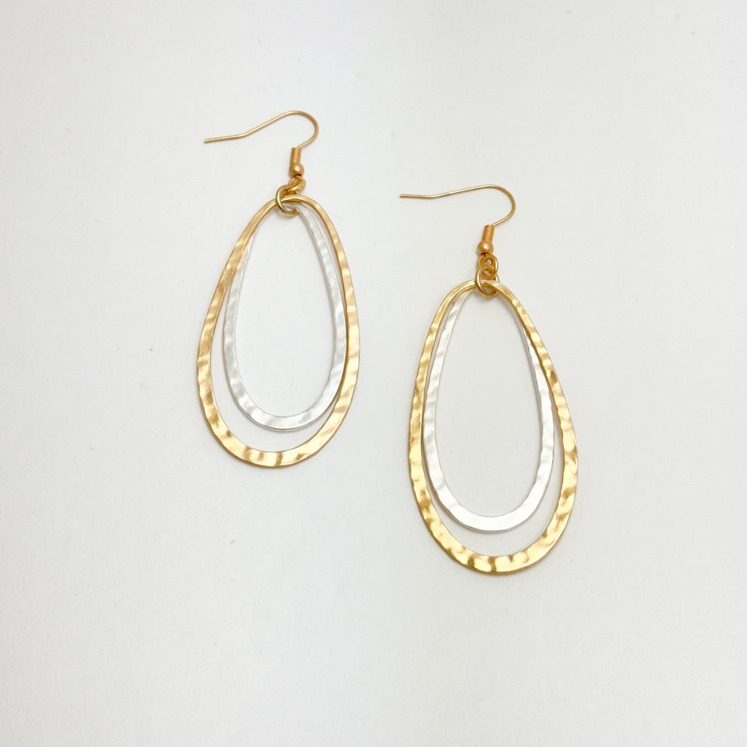 Two-toned Oval Drop Earrings