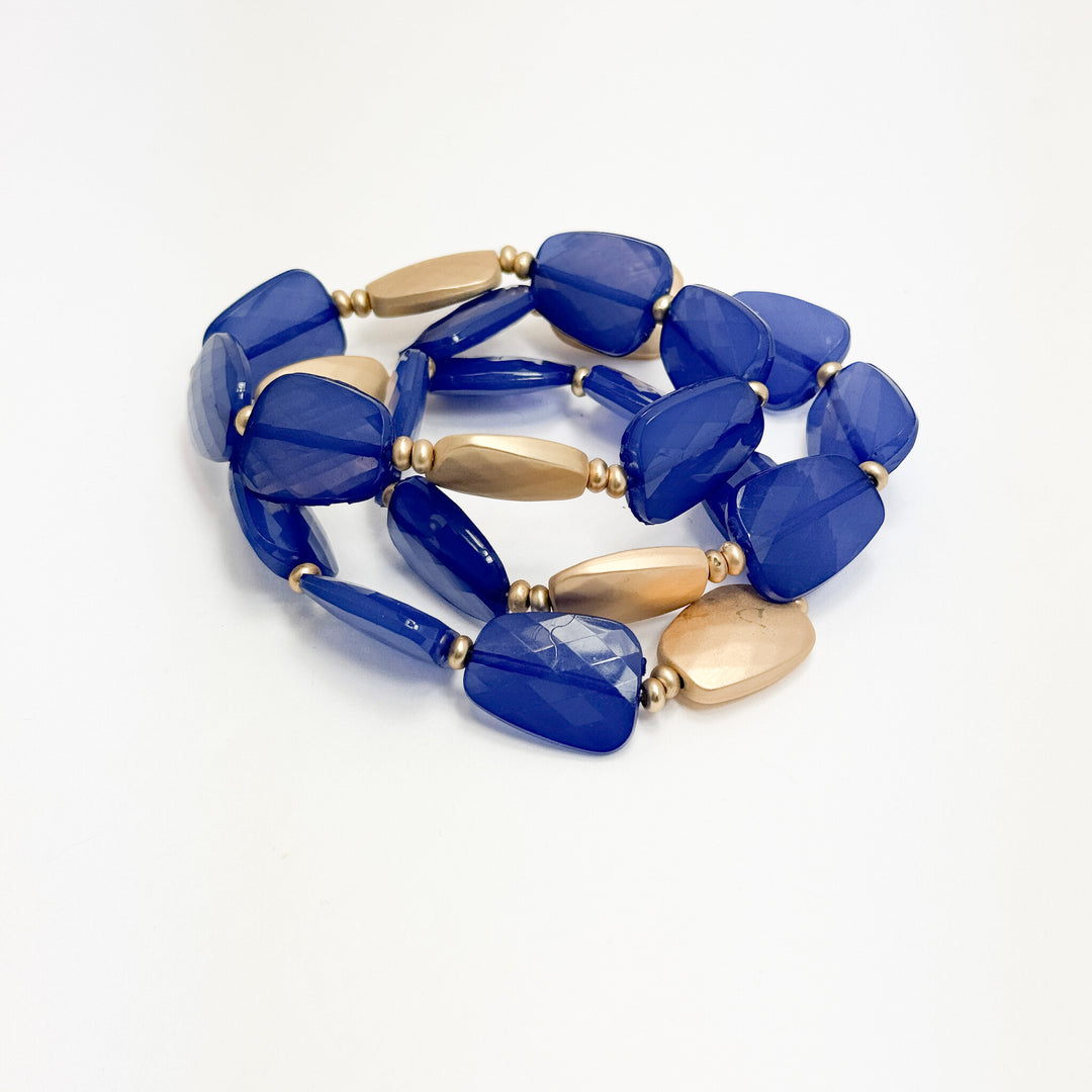 Royal Blue & Matte Gold Bracelet Set