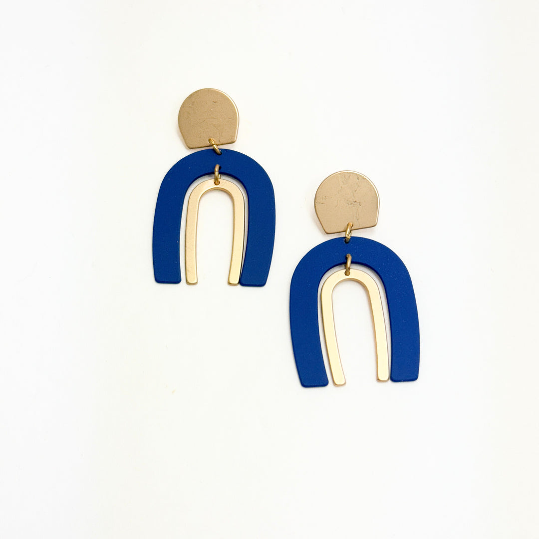 Royal Blue Arched Earrings