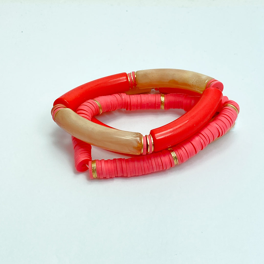Coral Acrylic Bracelet Set