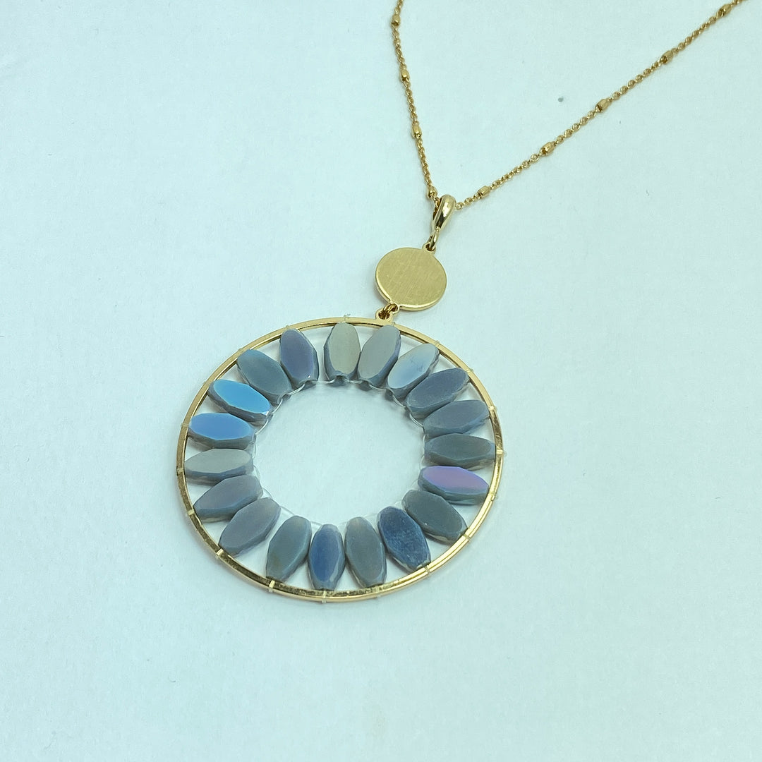 Long Periwinkle & Gold Necklace