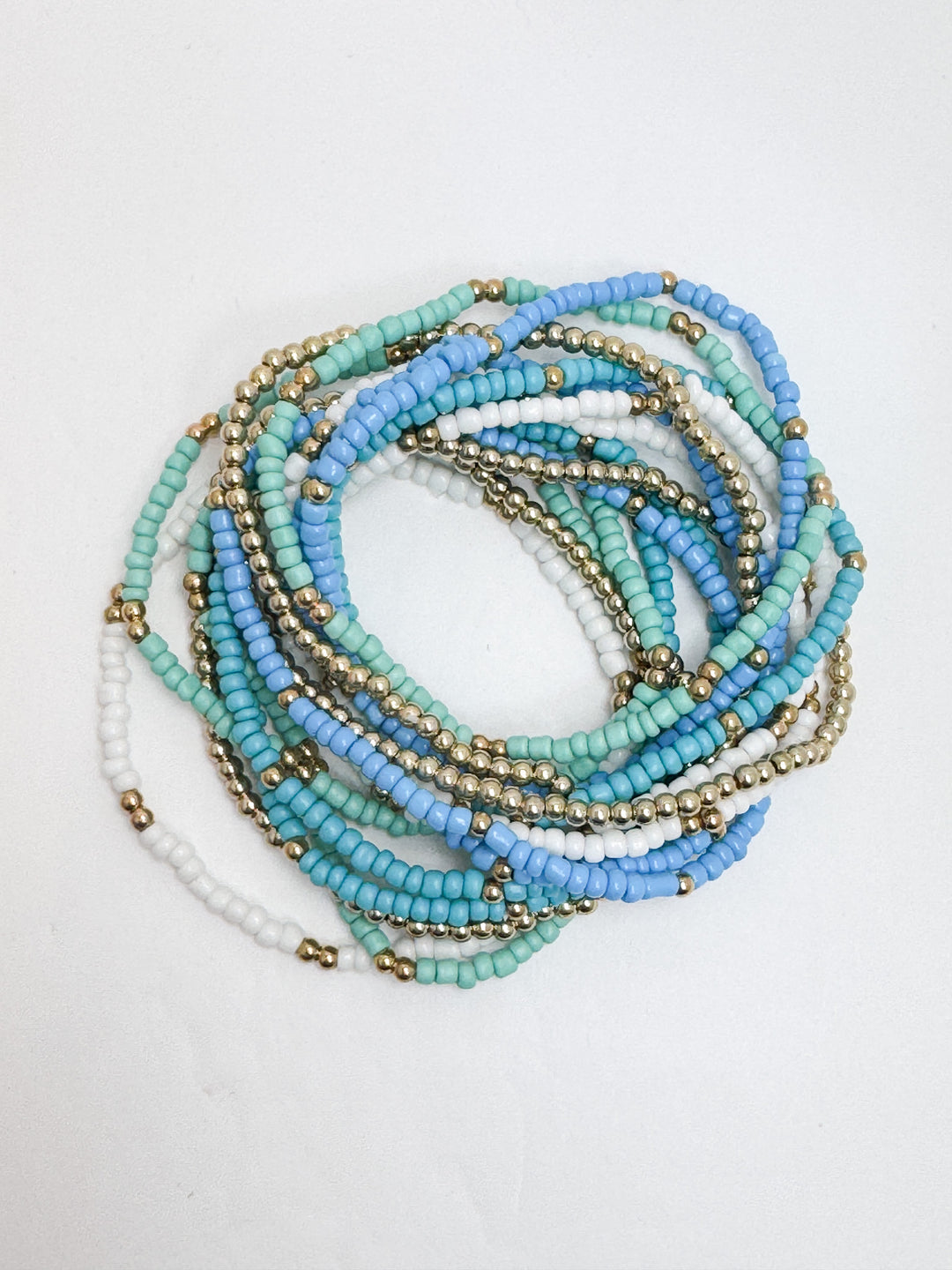 Caribbean Blue Beaded Bracelet Set