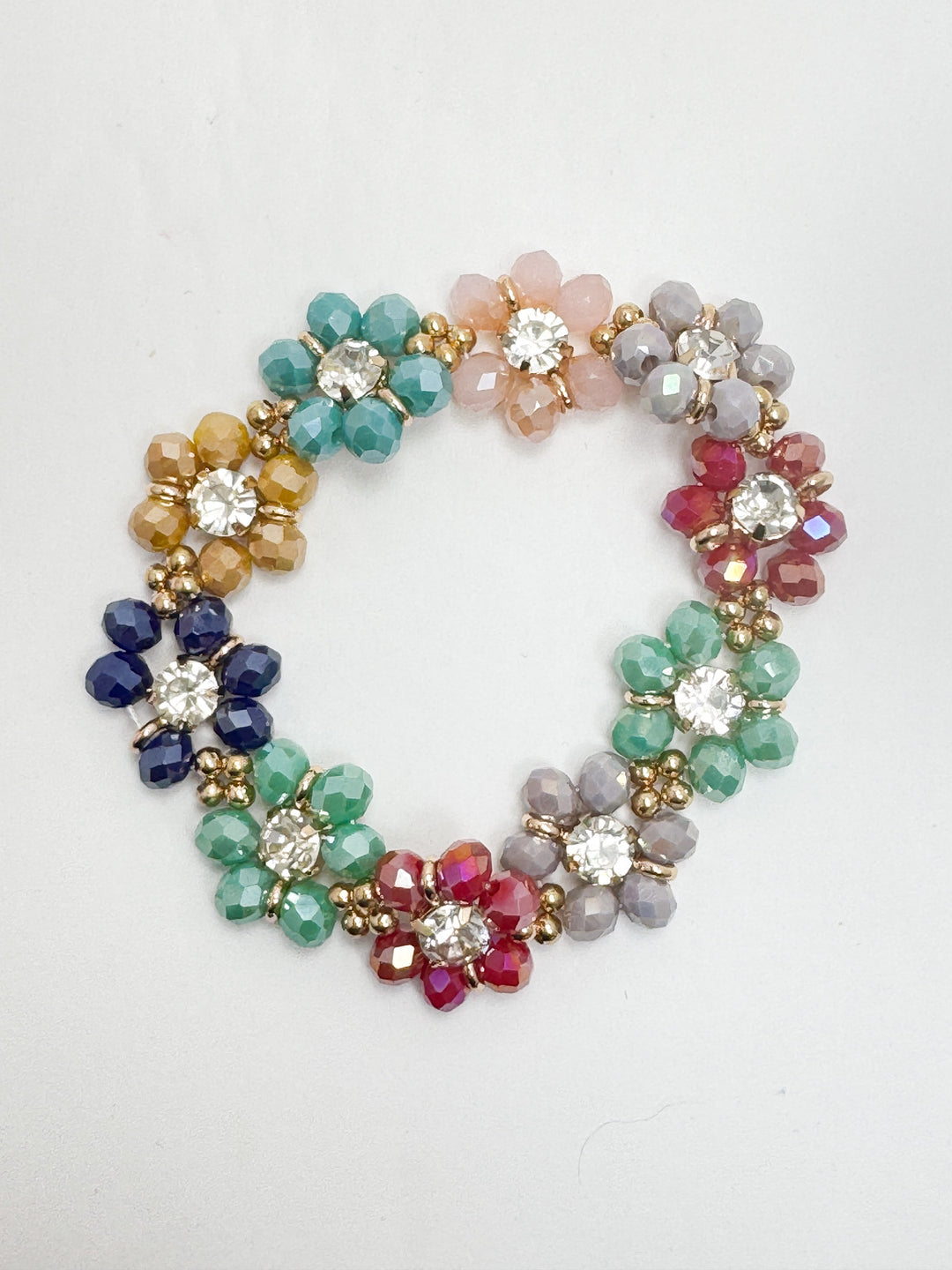 Colorful Beaded Flower Bracelet