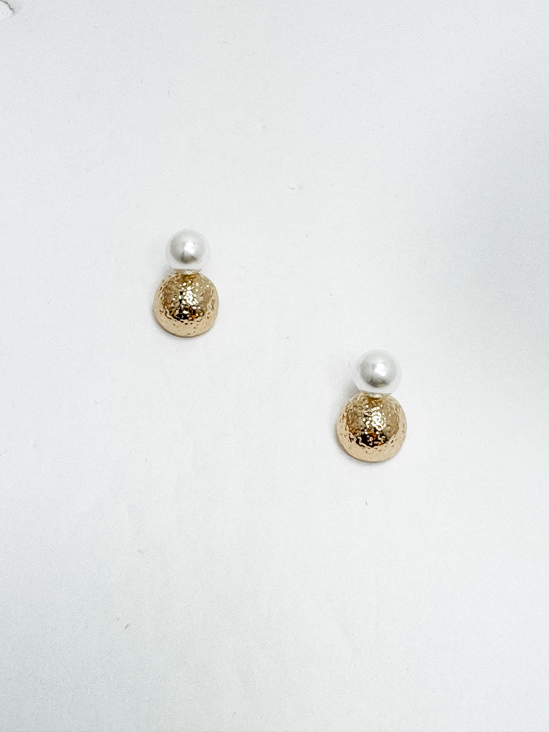 Puffy Gold & Pearl Earrings