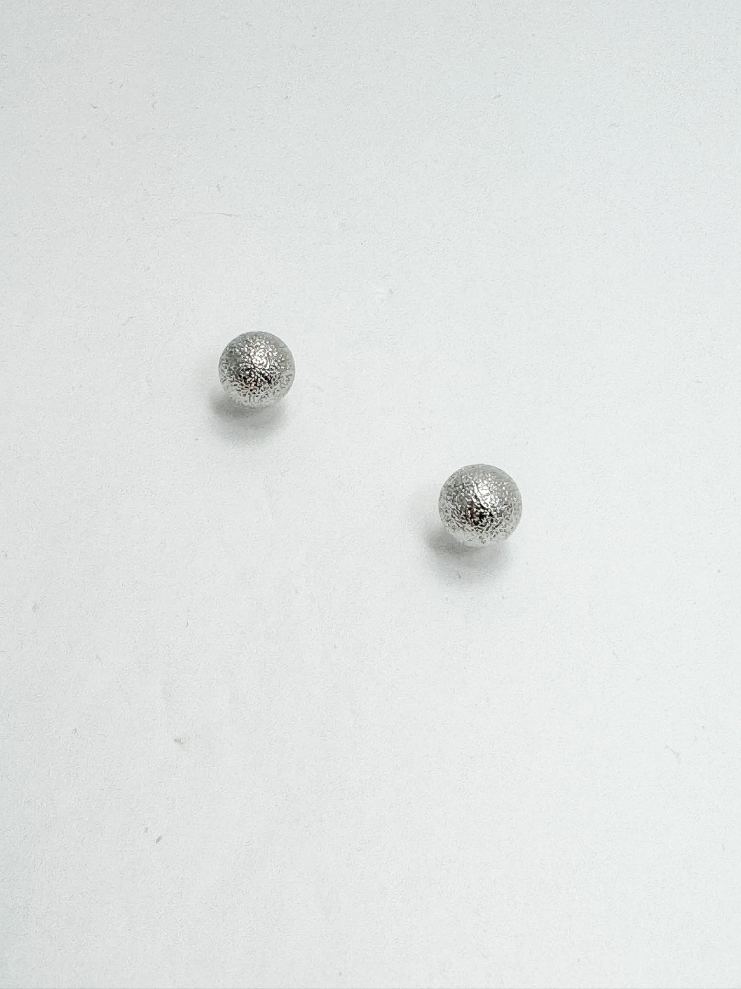 Silver Textured Ball Post Earrings- Medium