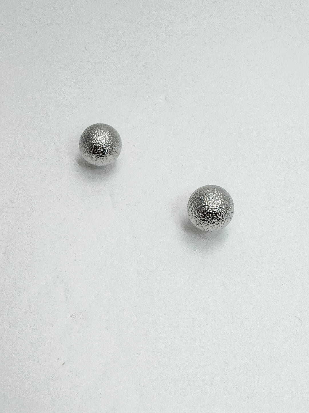 Silver Textured Ball Post Earrings- Large