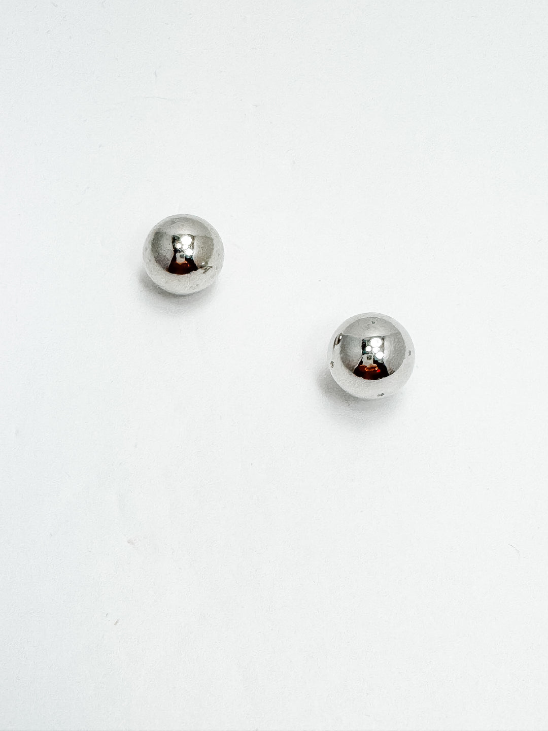 Silver Ball Post Earrings- Large
