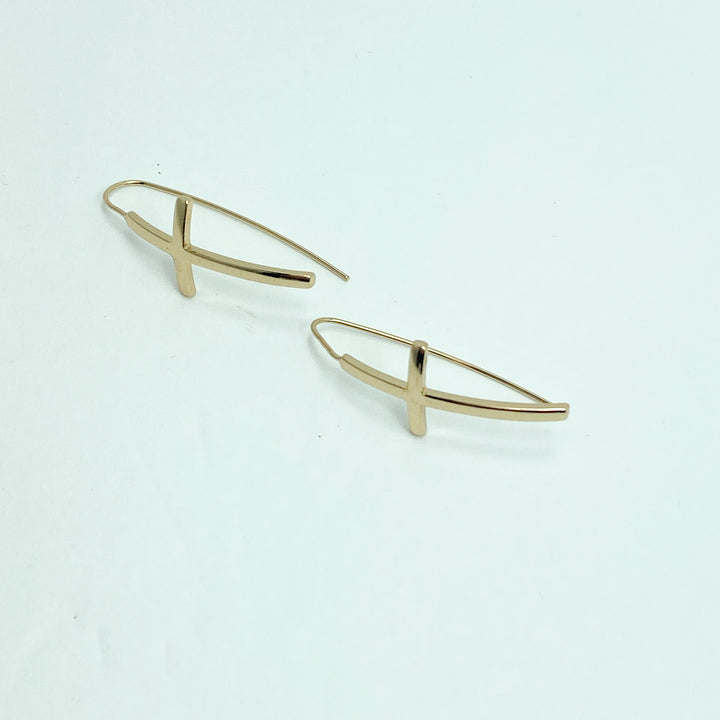 Gold & Silver Cross Drop Earrings