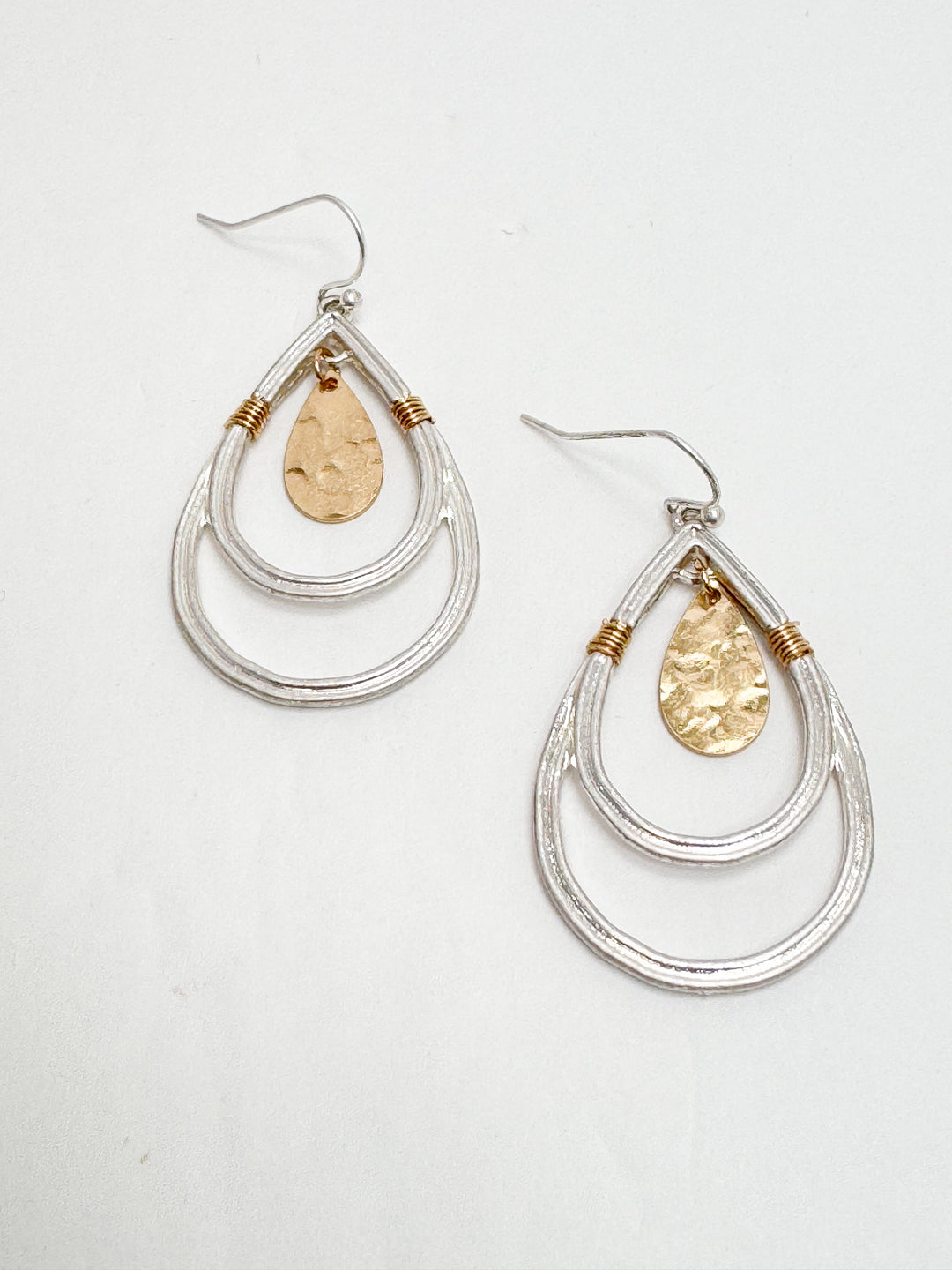 Silver Wire Earrings w/ Gold Accents