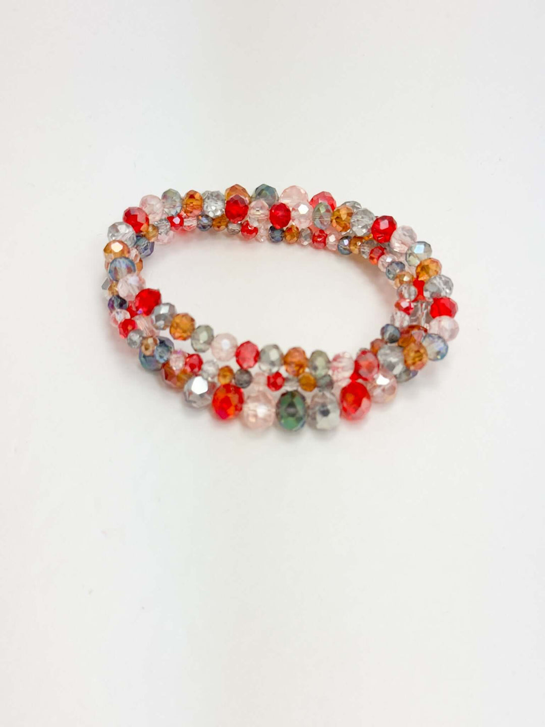 Red Blue, Amber Beaded Bracelets Set