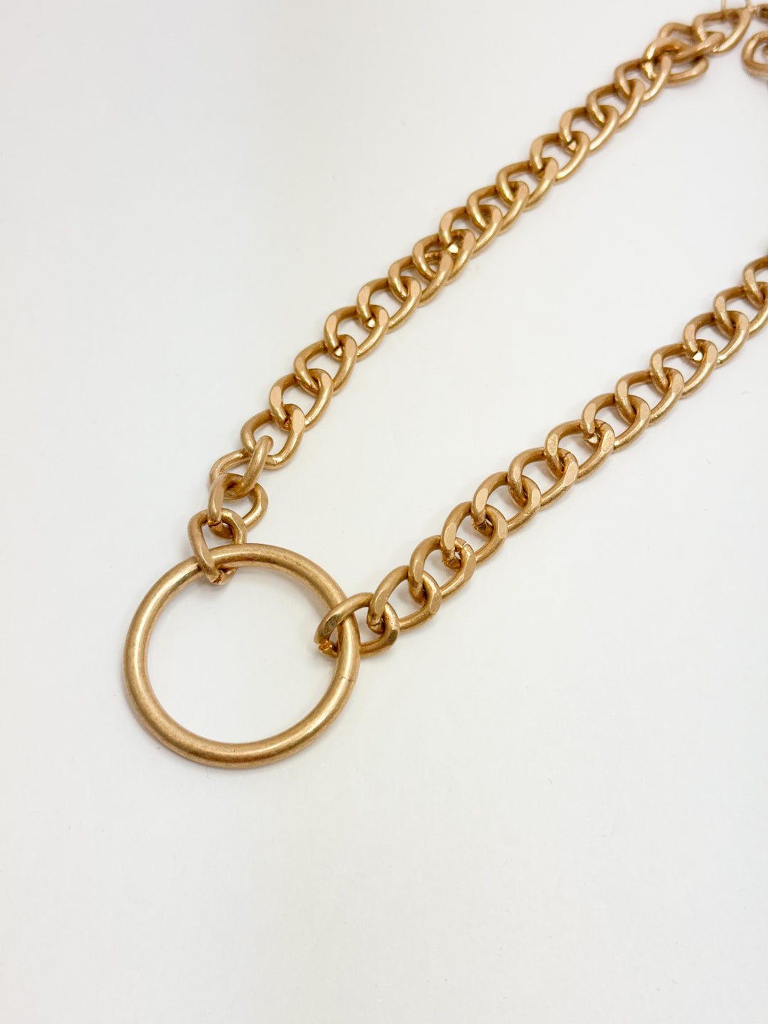 Gold Link Necklace w/ Circle Pendant
