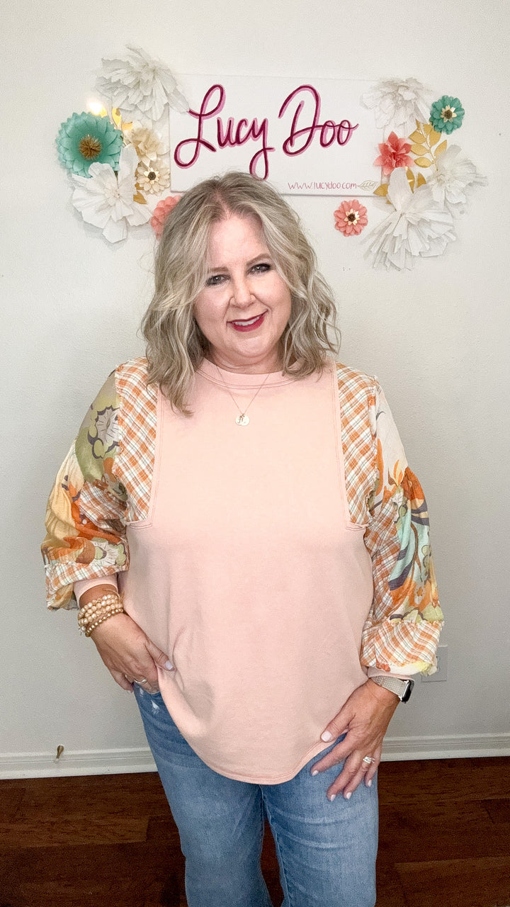 Peach Top w/ Boho Sleeves