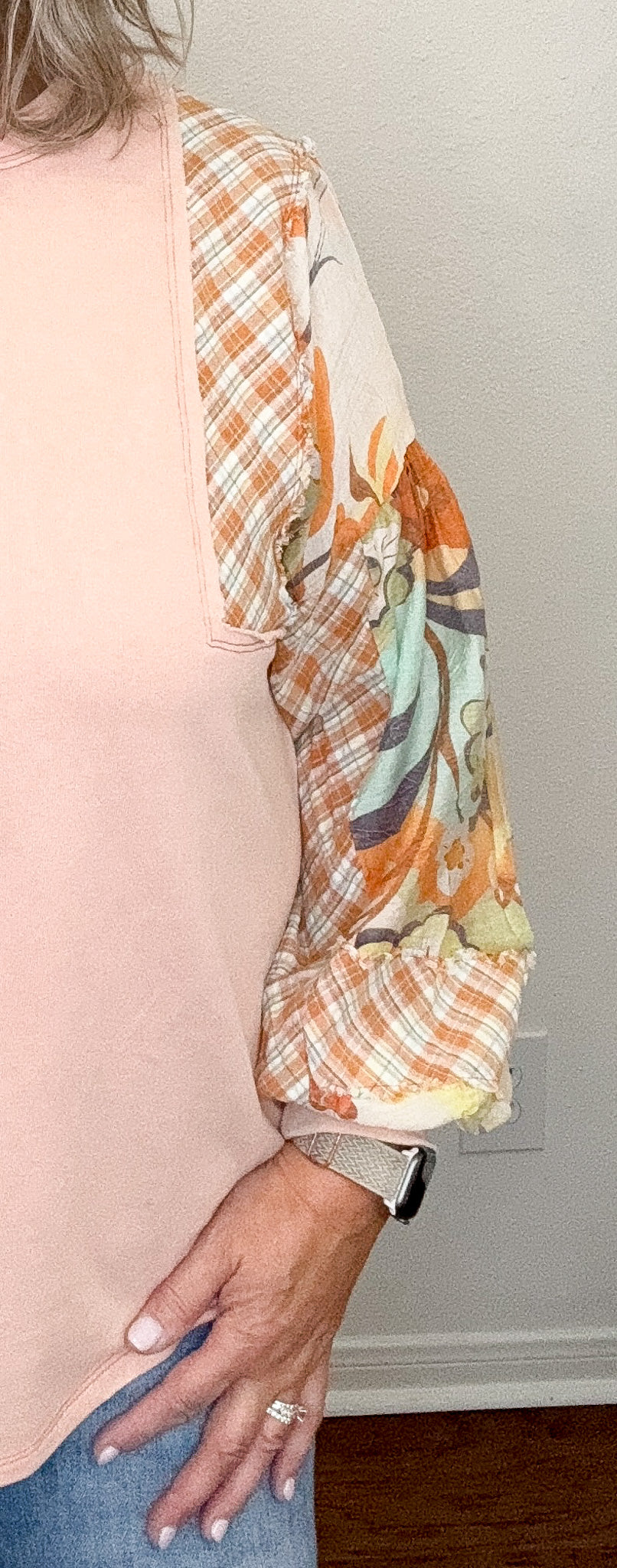 Peach Top w/ Boho Sleeves