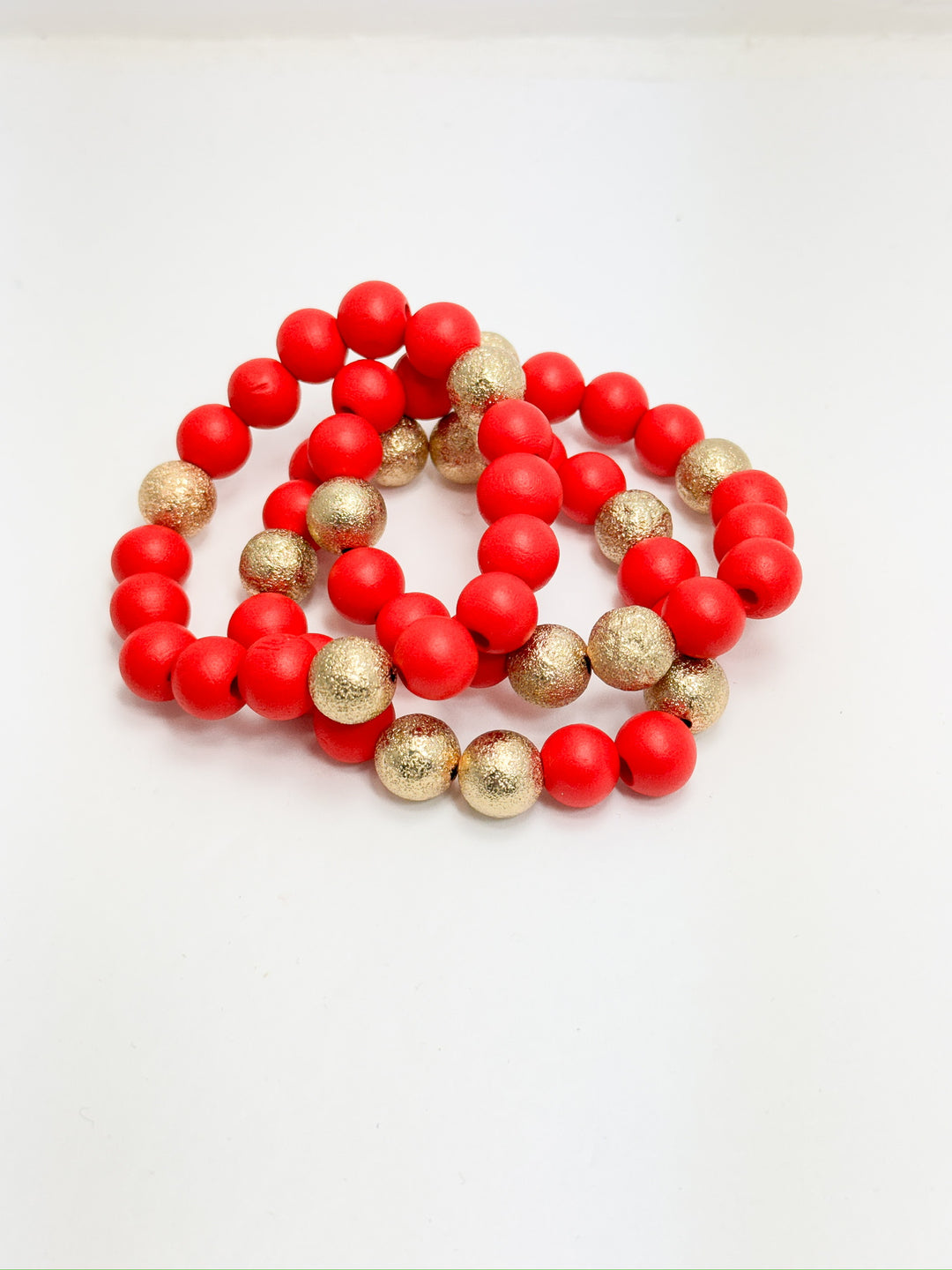 Red & Gold Stretch Beaded Set