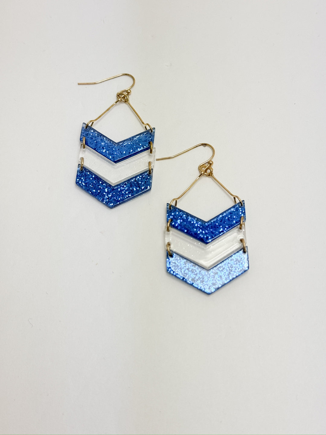 Blue & White Chevron Earrings