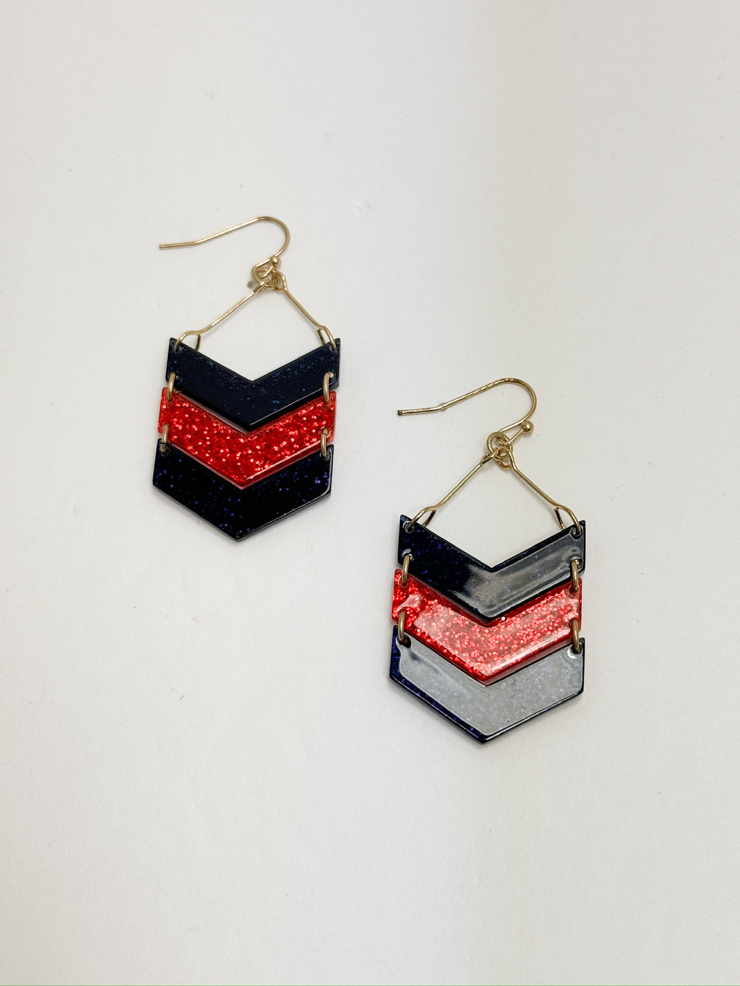 Navy & Red Chevron Earrings