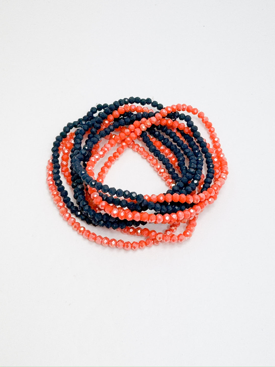 Orange & Navy Petite Beaded Bracelet Set