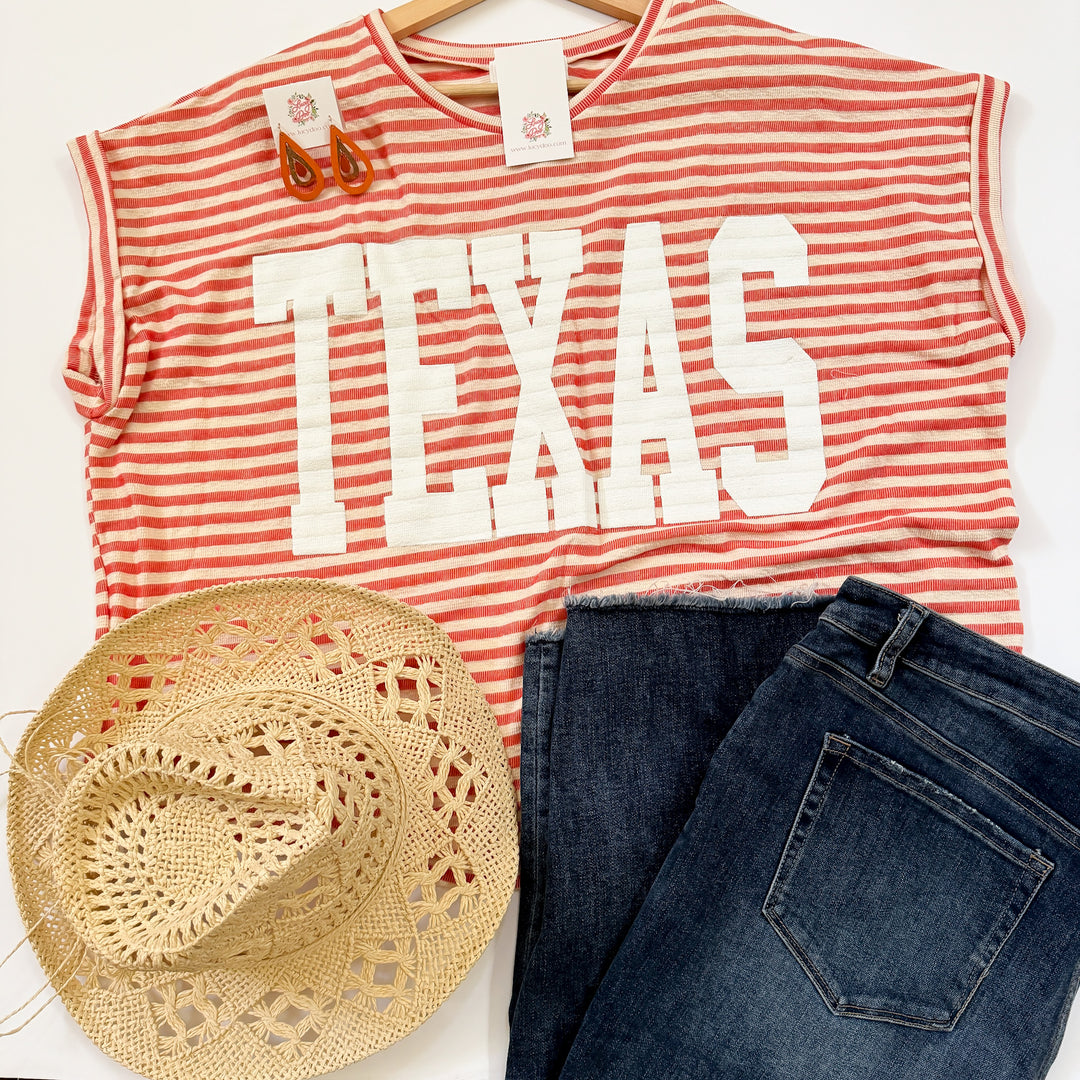 Orange & Ivory TEXAS Striped Top