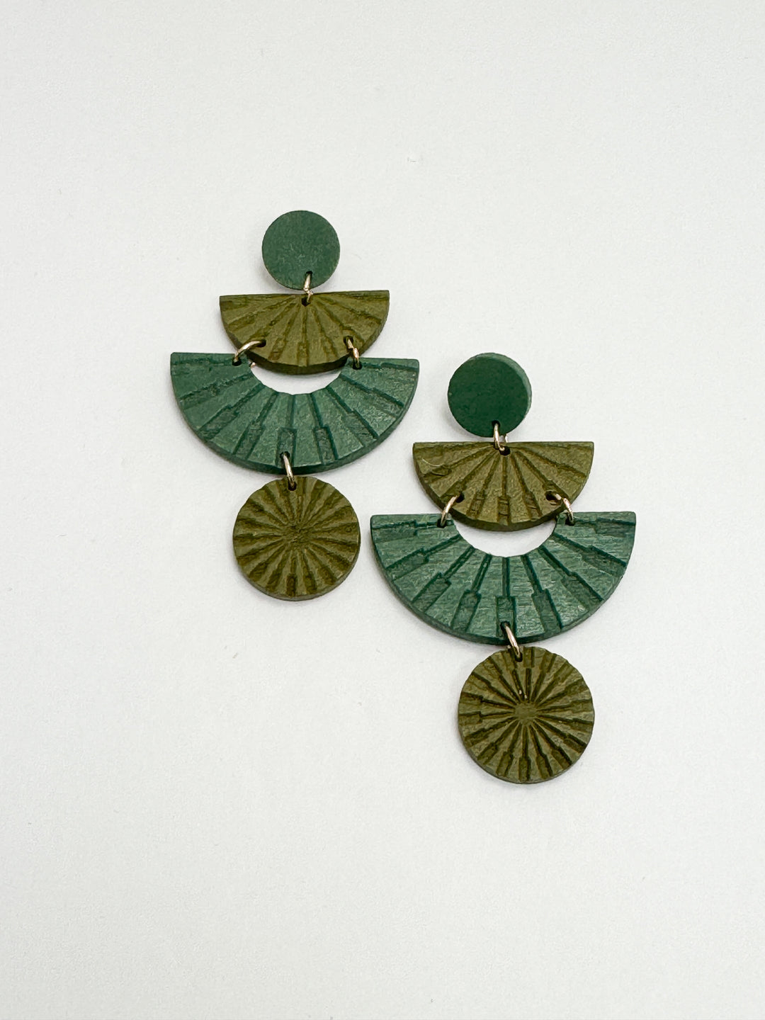 Green Ombre Wooden Drop Earrings