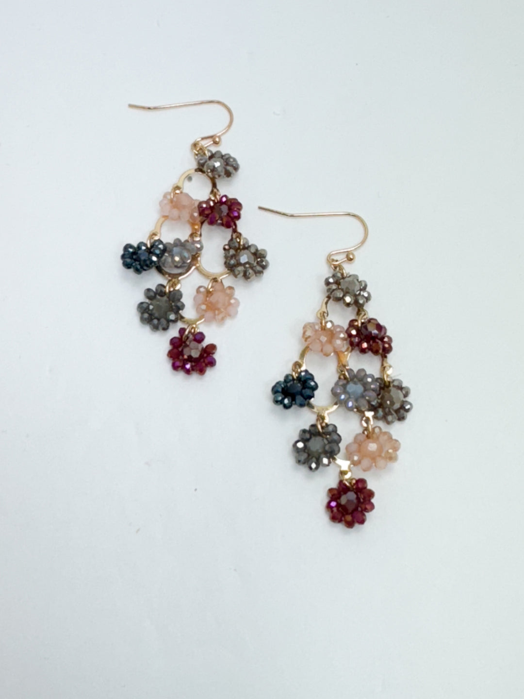 Jewel-toned Flower Drop Earrings