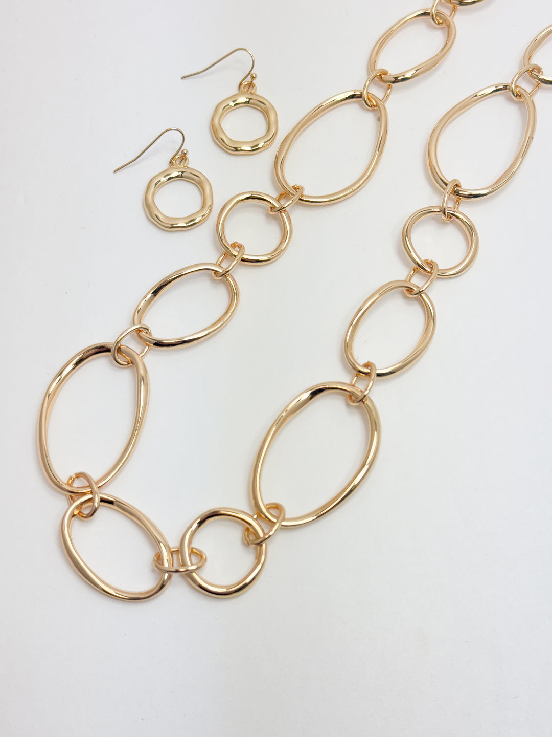 open link necklace with coordinating earrings