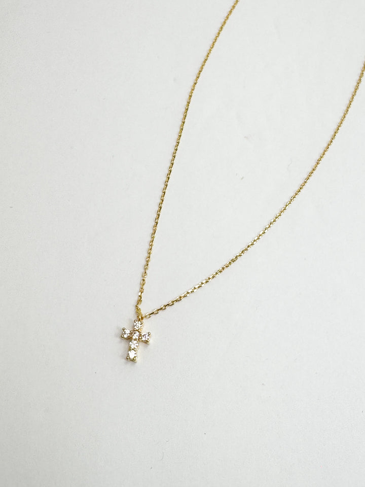 Petite Rhinestone Cross Necklace